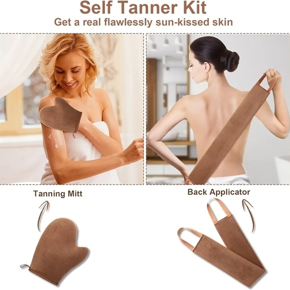 Brown Exfoliating Mitt and Back Scrubber Set - Picture 3 of 9